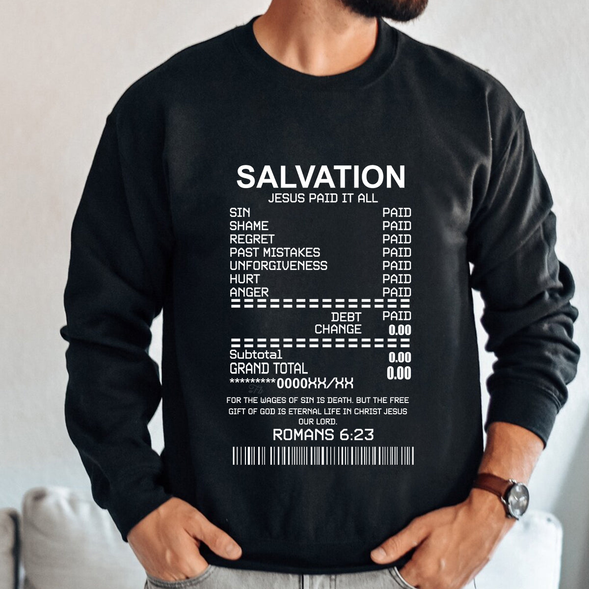 Teesdily | Salvation Jesus Paid It All T-Shirt Bible Scripture God Christian Sweatshirt Hoodie Mug Religious Gift For God Faith Believers