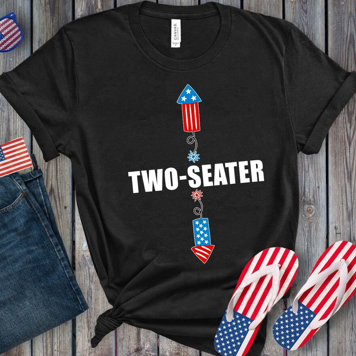 Teesdily | Independence Fireworks Two Seater Mens Shirts Funny College Humor Casual Sweatshirt Hoodie Mug 4Th Of July Day American Pride Clothing