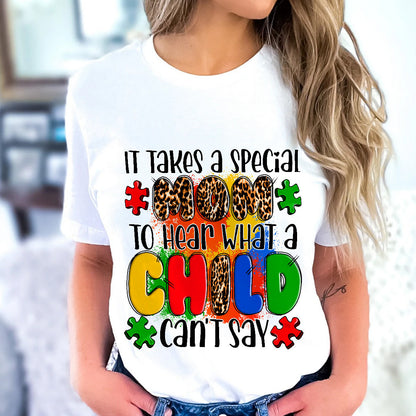 Teesdily | Autism Mom Leopard Shirt, A Mother's Special Love It Takes A Special Mom Hoodie Sweatshirt Mug, Mothers Day Gifts, Autism Support Gifts