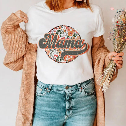 Teesdily | Mama Retro Style Shirt, Mom Floral Shirt Top, Mothers Day Gifts, Vintage Streetwear Apparel Unisex Tshirt Hoodie Sweatshirt Mug