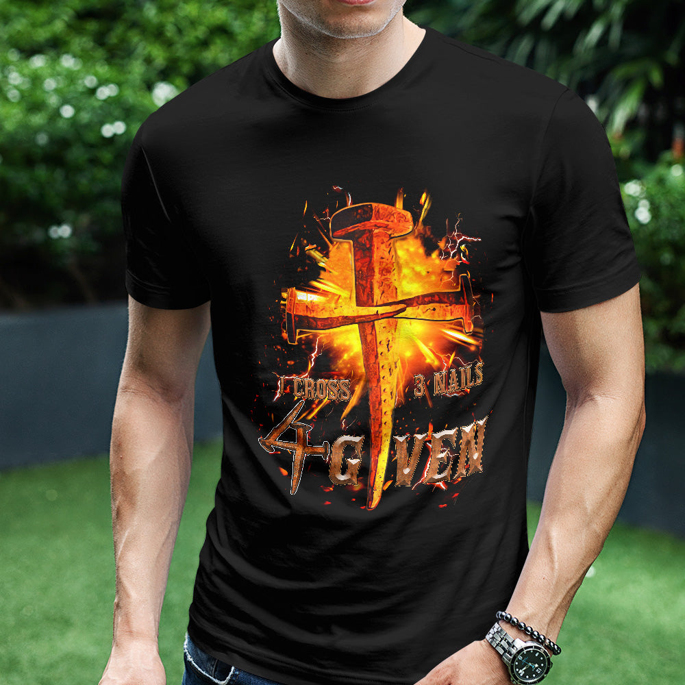 Teesdily | 1 Cross 3 Nails 4 Given Shirt, Jesus Cross Thorn Sweatshirt, Jesus Christian Given Hoodie Mug, Faith Religious Gift