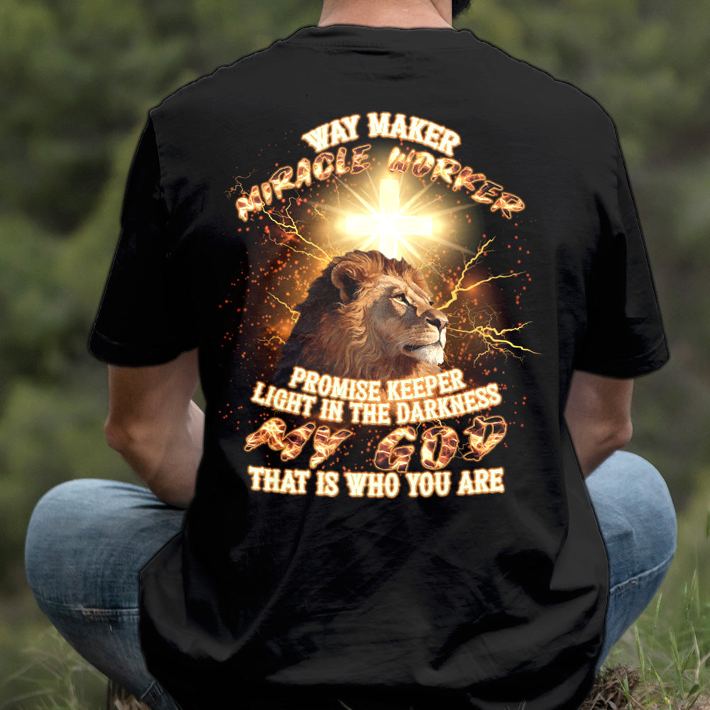 Teesdily | Way Maker Miracle Worker Promises Keeper Shirt, Jesus Cross Lion Sweatshirt, My God Hoodie Mug, Faith Religious Gift