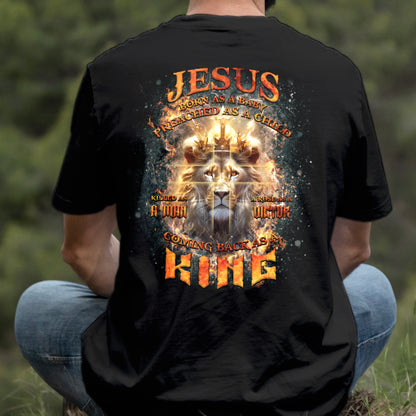 Teesdily | Jesus Coming Back As A King Lion Shirt, Christian Cross Lion Sweatshirt, Jesus King Hoodie Mug, Faith Religious Gift