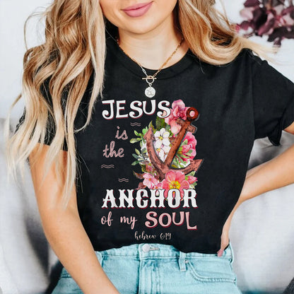 Teesdily | Jesus Anchor Tropical Tshirt, Jesus Is The Anchor Of My Soul Sweatshirt Hoodie Mug, Christian Graphic Tees Short Sleeve, Religious Gifts