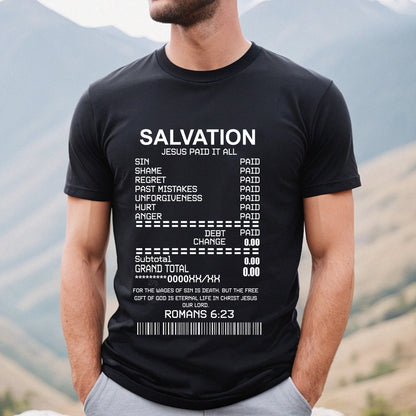 Teesdily | Salvation Jesus Paid It All T-Shirt Bible Scripture God Christian Sweatshirt Hoodie Mug Religious Gift For God Faith Believers