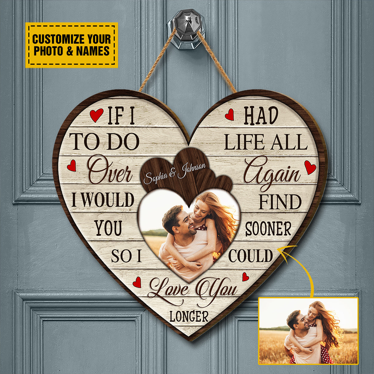 Teesdily | Customized Photo Valentines Wood Sign Wall Decor Couple Pallet Wood Decor I Would Find You Sooner So I Could Love You Longer Lover Gifts