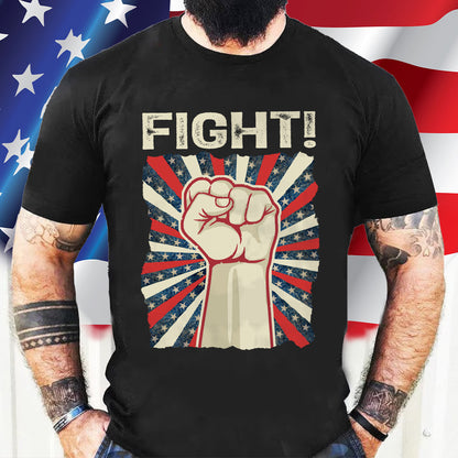 Teesdily | American Hand Fist Retro Shirt, American Fight Sweatshirt Hoodie Mug, Patriotism Vintage Crewneck, Patriotic Gifts