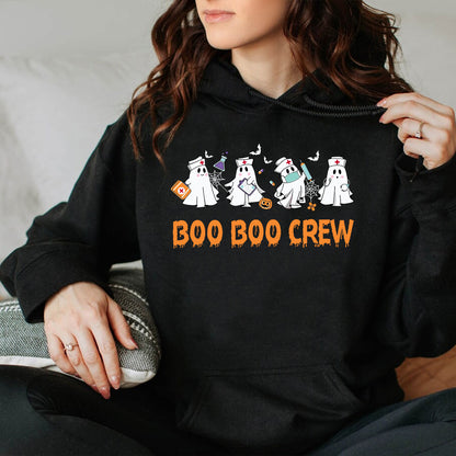 Teesdily | Halloween Nurse T-shirt, Boo Boo Crew Cute Ghost Tee Sweatshirt Hoodie Mug, Halloween Nursing Gift, Spooky Season Gift