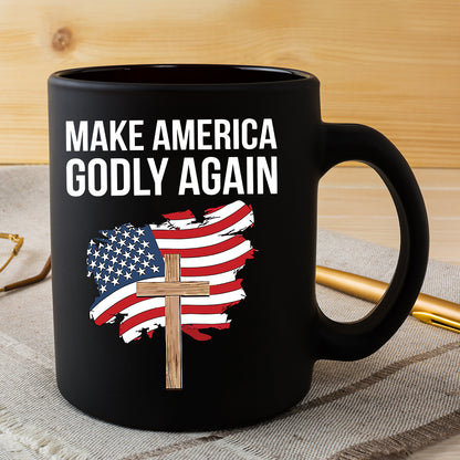 Teesdily | Jesus Cross Patriotism American Shirt, Make America Godly Again Jesus Shirt, Independence Day Unisex Tshirt Hoodie Sweatshirt Mug