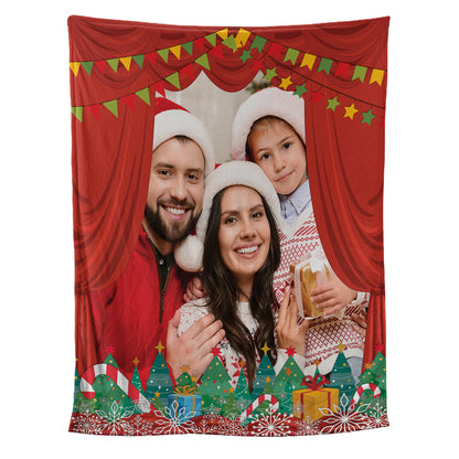 Teesdily | Family Christmas Custom Blanket With Picture Personalized Photo Blankets Throw Customizable Pictures Gifts For Kid Adult Family Friend