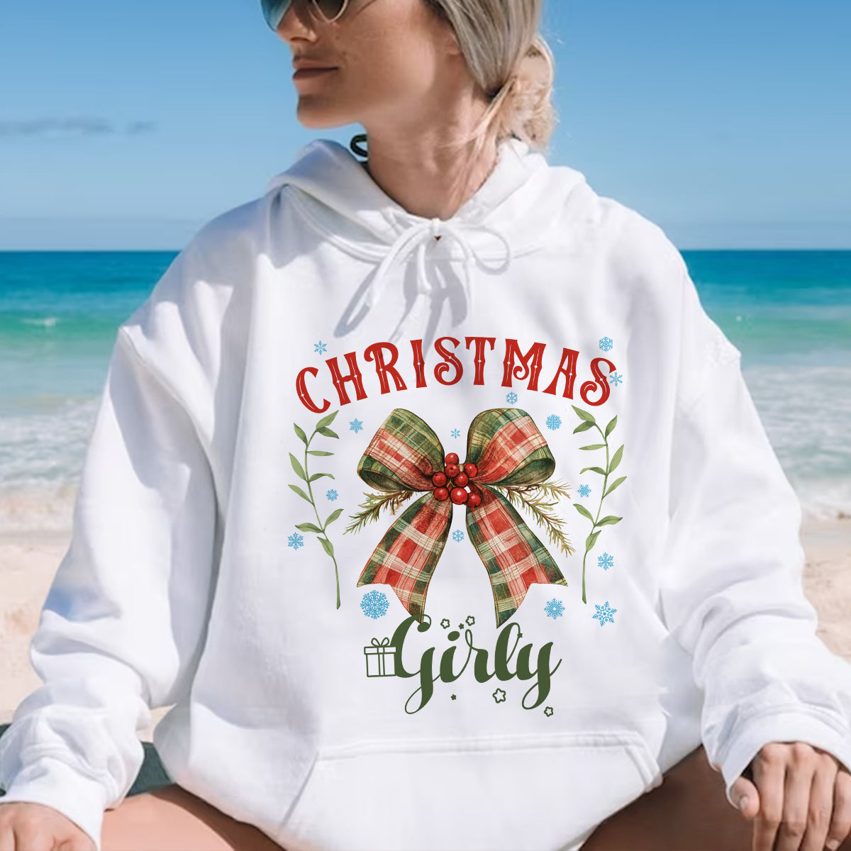 Teesdily | Vintage Coquette Bow Christmas Girly Shirt, Christmas Coquette Bow Sweatshirt, Christmas Party Hoodie Mug, Merry Christmas Gift