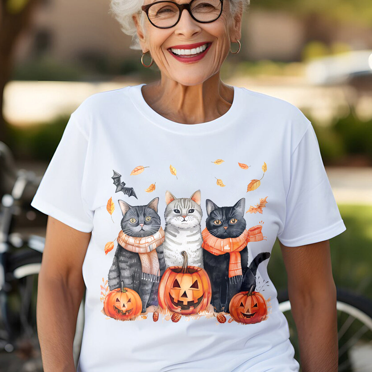 Teesdily | Halloween Cool Cats Shirt, Halloween Cat Pumpkin Bat Sweatshirt Hoodie Mug, Halloween Fall Spooky Season T-shirt, Cat Lover Gifts