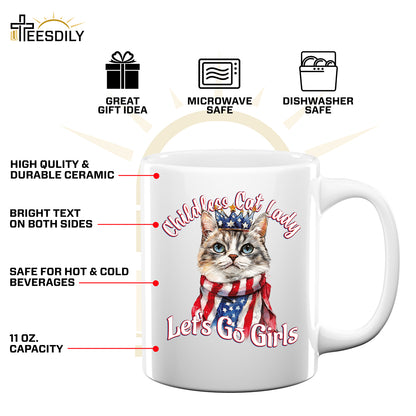 Teesdily | Childless Cat Lady Shirts, Queen Cat American Flag Sweatshirt, Comma La Hoodie, Ka-meow-la T-shirt, Let's Go Girls Cat Mom