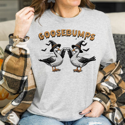 Teesdily | Silly Goose Shirt, Halloween Silly Goose Shirt, Silly Goose Bumps Sweatshirt, Retro Halloween Funny Goose Hoodie Mug, Halloween Outfit Gift