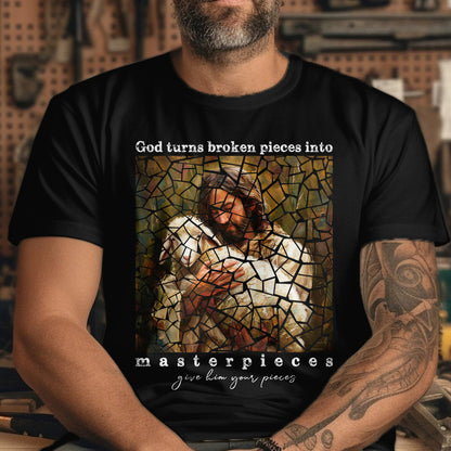 Teesdily | Jesus Lamb Of God Shirt, God Turns Broken Pieces Into Masterpieces Shirt, Christian Unisex Shirt Hoodie Sweatshirt Mug, Jesus Lovers Gifts