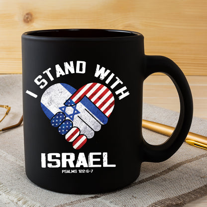 Teesdily | I Stand With Israel Shirt, Israel American Flag Heart Palm Shirt, Israel Support Unisex Tshirt Hoodie Sweatshirt Mug