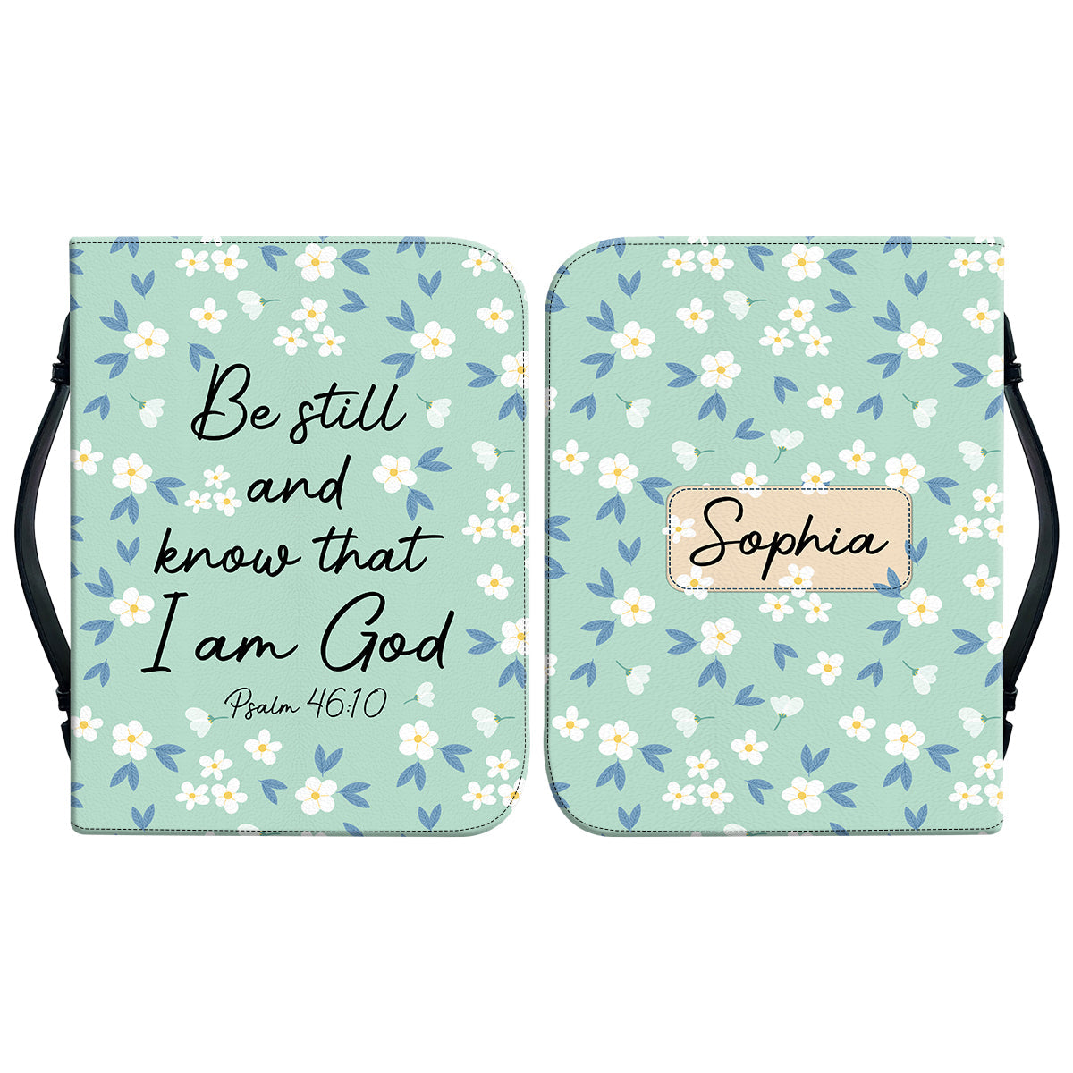 Teesdily | Wildflower Custom Bible Bag, Be Still And Know That I Am God Bible Case, Bible Covers For Girls, Women Faith Bible Cover With Handle