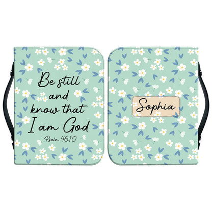 Teesdily | Wildflower Custom Bible Bag, Be Still And Know That I Am God Bible Case, Bible Covers For Girls, Women Faith Bible Cover With Handle