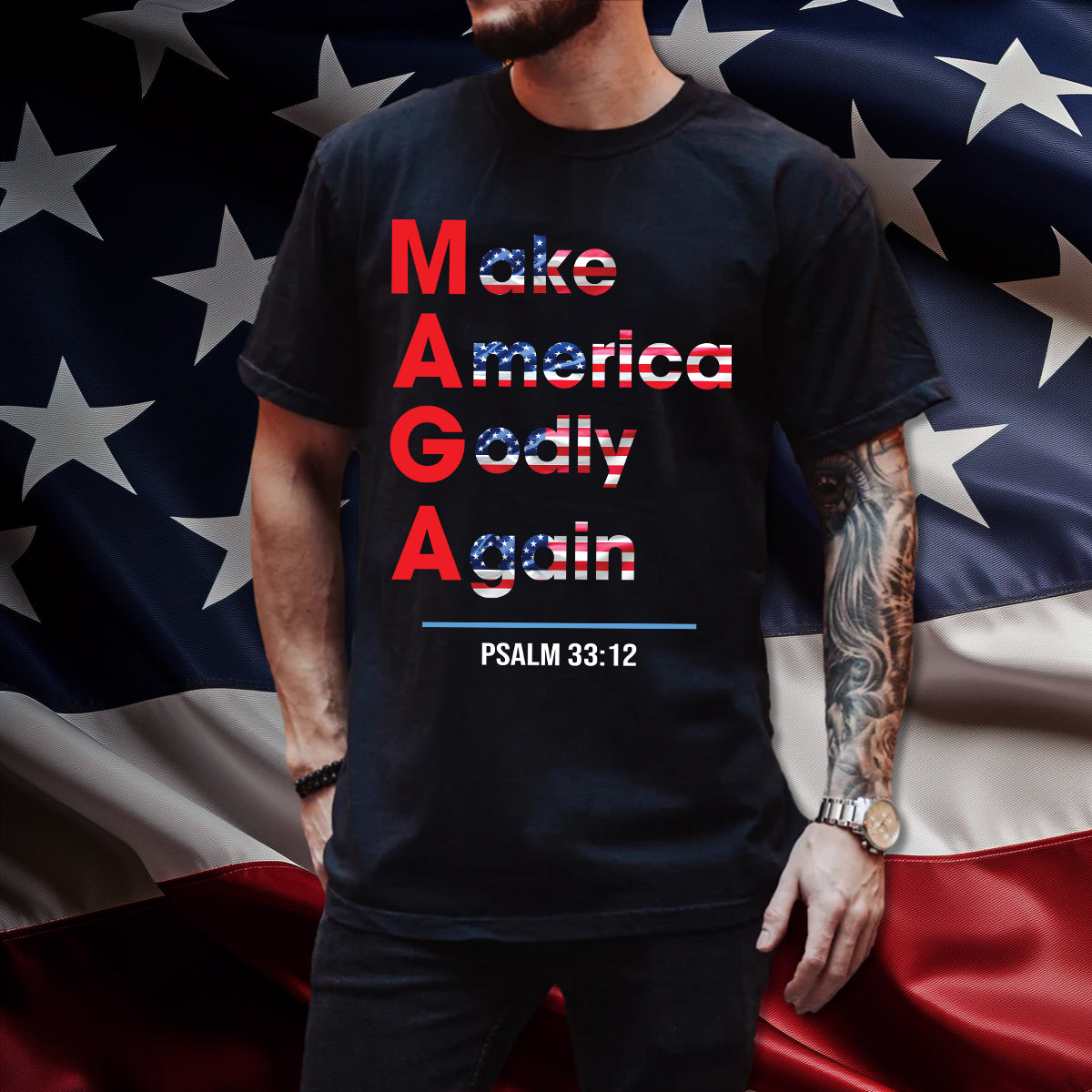 Teesdily | Jesus Patriotism American Shirt, Make America Godly Again Jesus Shirt, Jesus Lover Unisex Tshirt Hoodie Sweatshirt Mug, Christian Gifts