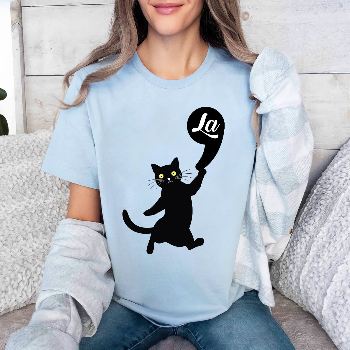 Teesdily | Cat Comma La Shirt, Childless Cat Lady Sweatshirt Hoodie Mug, Ka-mala 2024 T-shirt, Cute Cat Shirt, Women Powerful, Gift For Cat Lover