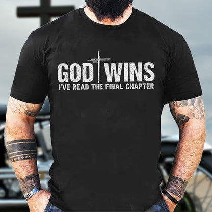 Teesdily | Jesus Cross Shirt, God Wins I've Read The Final Chapter Tee Sweatshirt Hoodie Mug, God Faith Believer Gifts, Jesus Lovers Tee