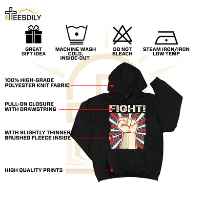 Teesdily | American Hand Fist Retro Shirt, American Fight Sweatshirt Hoodie Mug, Patriotism Vintage Crewneck, Patriotic Gifts