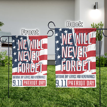 Teesdily | 911 Patriot Day House Flag, We Will Never Forget September 11 Garden Yard Flag, Patriotic Holiday Flag