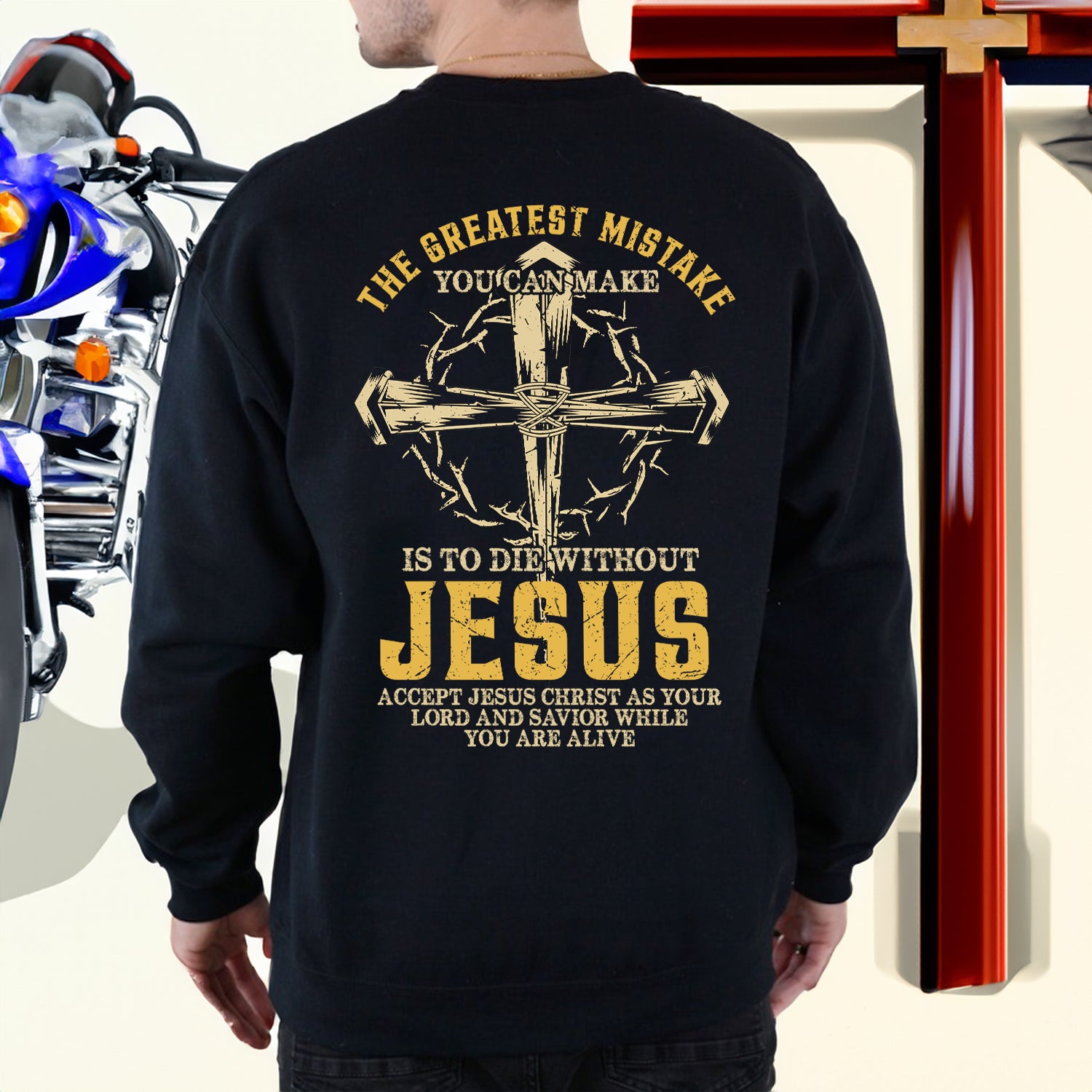 Teesdily | Jesus Cross Crown Shirt, The Greastest Mistake You Can Make Is To Die Without Jesus, Christian Gifts Unisex Tshirt Hoodie Sweatshirt Mug