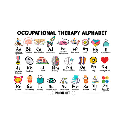 Teesdily | Occupational Therapy Alphabet Customized Poster Alphabet Poster Abc's Of Ot Occupational Therapist Print Occupational Therapy Decor