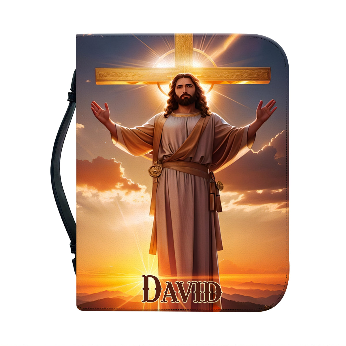 Teesdily | Custom Name Jesus Bible Cover, Jesus Christ Heaven Bible Case, For God So Loved The World Bible Accessories, Christian Gifts For Easter Day