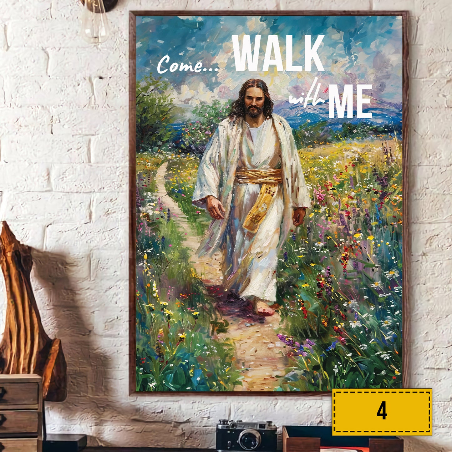 Teesdily | Jesus Come Walk With Me Poster, Walking With Jesus Poster, Walk With Christ Poster, God Art Painting Print, Religious Poster Canvas