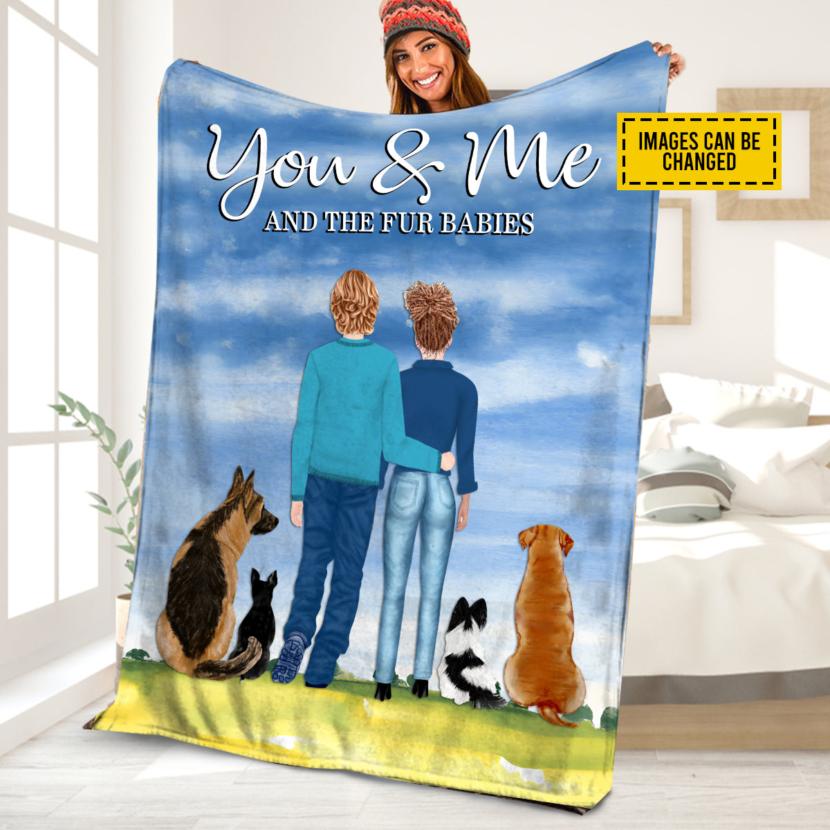 Teesdily | Couple Personalized Sherpa Blanket You And Me And The Fur Babies Fleece Blanket Dog Lovers Travel Blanket Dog Mom Dad Gifts