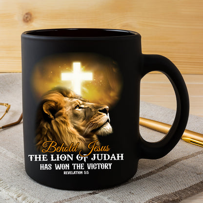 Teesdily | The Lion Of Judah Jesus Shirt, Behold Jesus The Lion Of Judah Has Won Victory, Lion Of Judah Hoodie Sweatshirt, Behold Mug