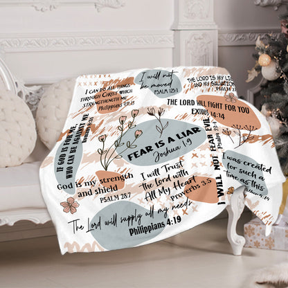 Teesdily | Jesus Christian Blanket, Fear Is A Liar Lightweight And Premium Fleece Blanket, Jesus Lovers Gifts, Blanket For Family Adults Kids