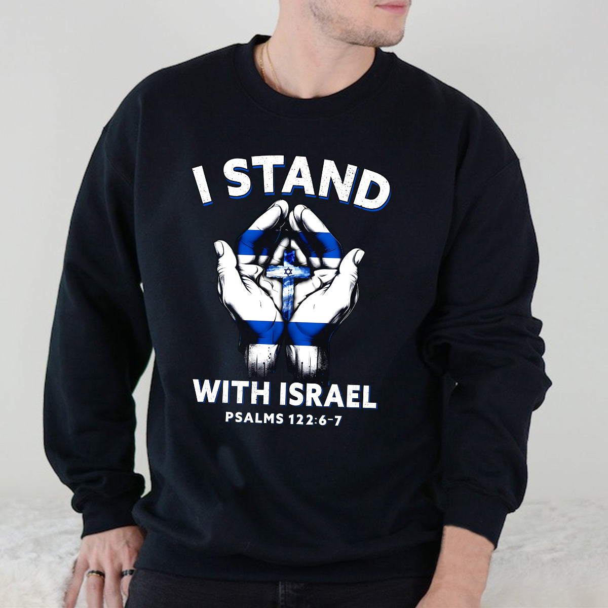 Teesdily | I Stand With Israel Back Design Tshirt, Jesus Hoodie Sweatshirt Mug, Israel Flag Shirt, Israel Support Gifts