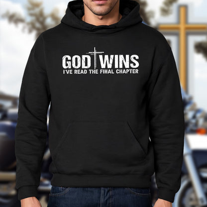 Teesdily | Jesus Cross Shirt, God Wins I've Read The Final Chapter Tee Sweatshirt Hoodie Mug, God Faith Believer Gifts, Jesus Lovers Tee