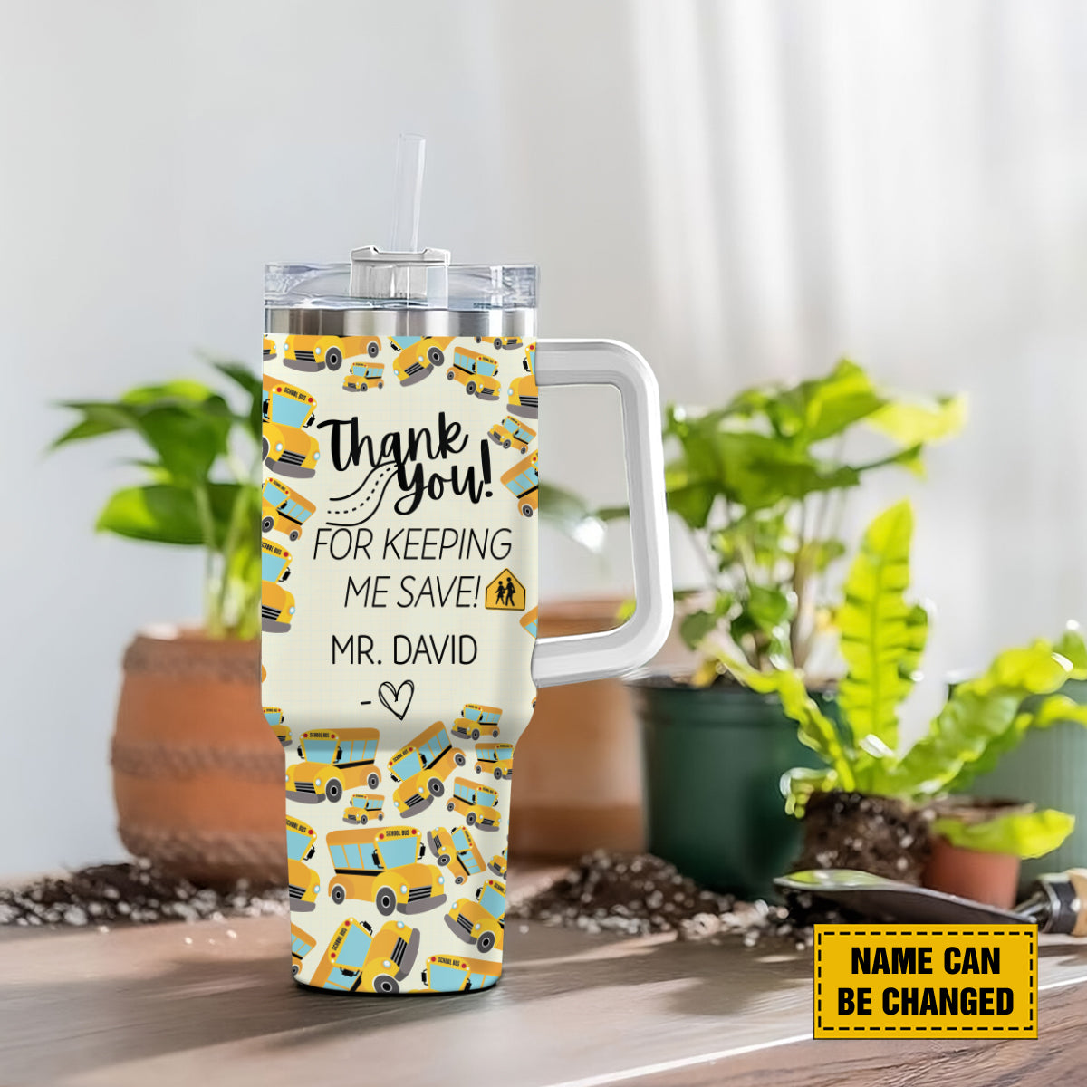 Teesdily | Customized School Bus Driver Tumbler 40oz, Thank You For Keeping Me Safe Cup, Back To School Tumbler, Teacher Life Mug, Bus Driver Gift