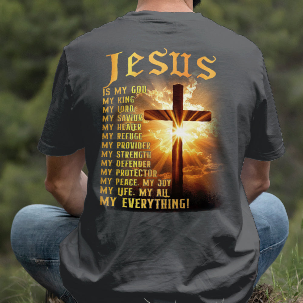 Teesdily | Jesus Is My God Shirt, Jesus My Everything Sweatshirt , Jesus Christian Cross Light Hoodie Mug, Religious Faith Gift