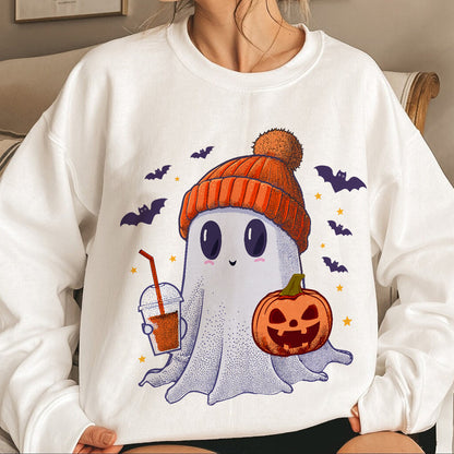 Teesdily | Cute Ghost Halloween Shirt, Happy Halloween Tee Sweatshirt Hoodie, Spooky Vibes Mug, Halloween Gifts Idea