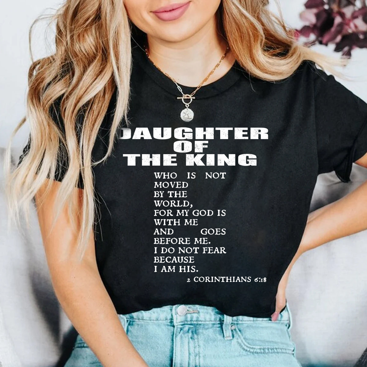 Teesdily | Jesus Daughter Shirt, Daughter Of The King I Do Not Fear Tee Sweatshirt Hoodie Mug, Jesus Lovers Gifts, Christian Tee