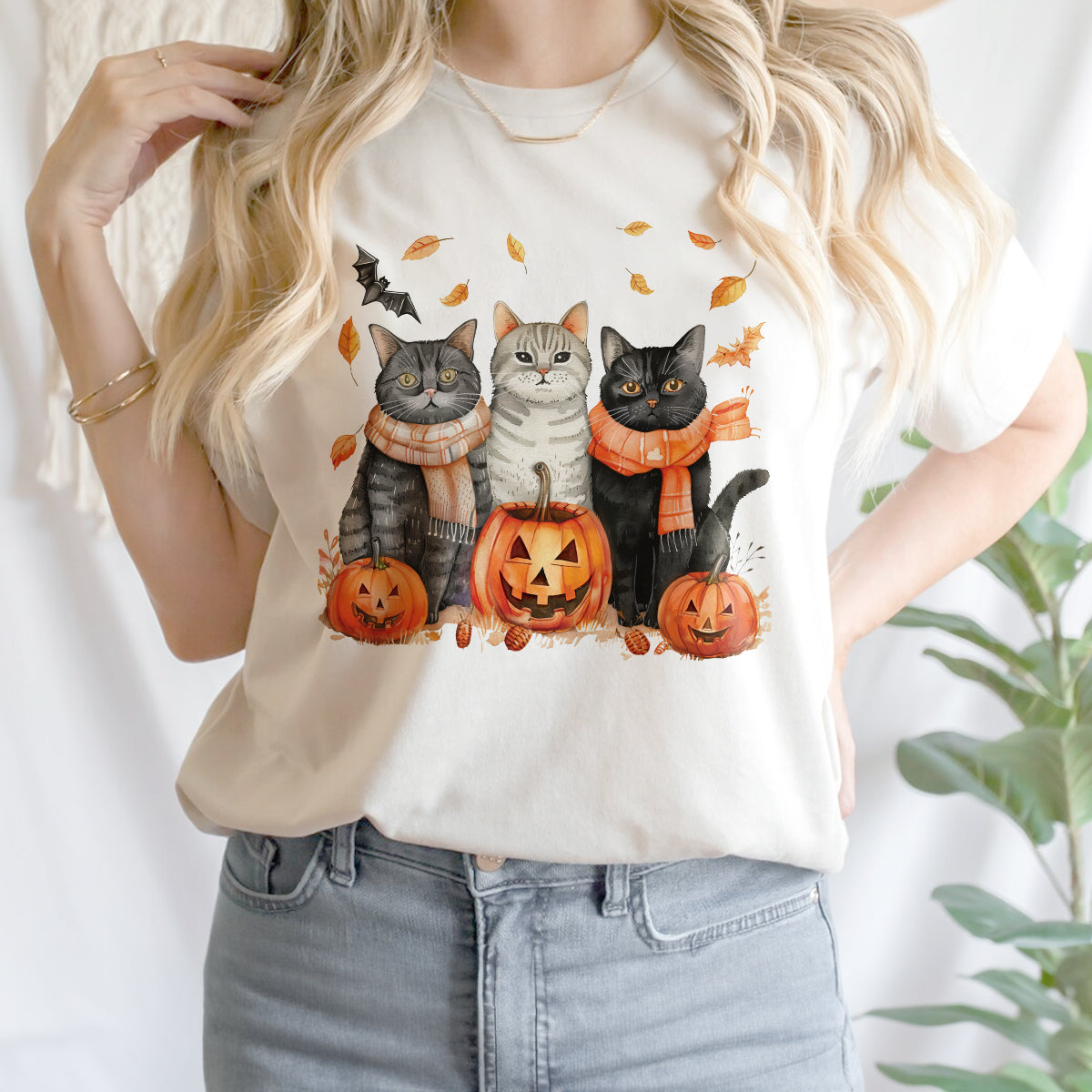 Teesdily | Halloween Cool Cats Shirt, Halloween Cat Pumpkin Bat Sweatshirt Hoodie Mug, Halloween Fall Spooky Season T-shirt, Cat Lover Gifts