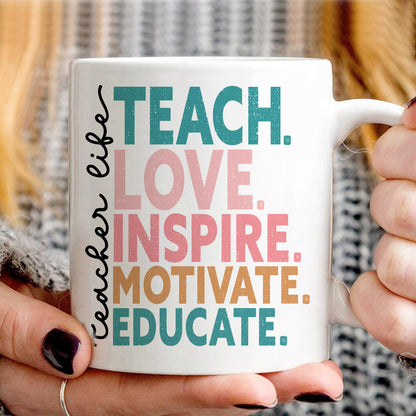 Teesdily | Teacher Unisex T-shirt, Teacher Life Teach Love Educate Tee Sweatshirt Hoodie Mug, Teaching Gifts, Back To School Shirt