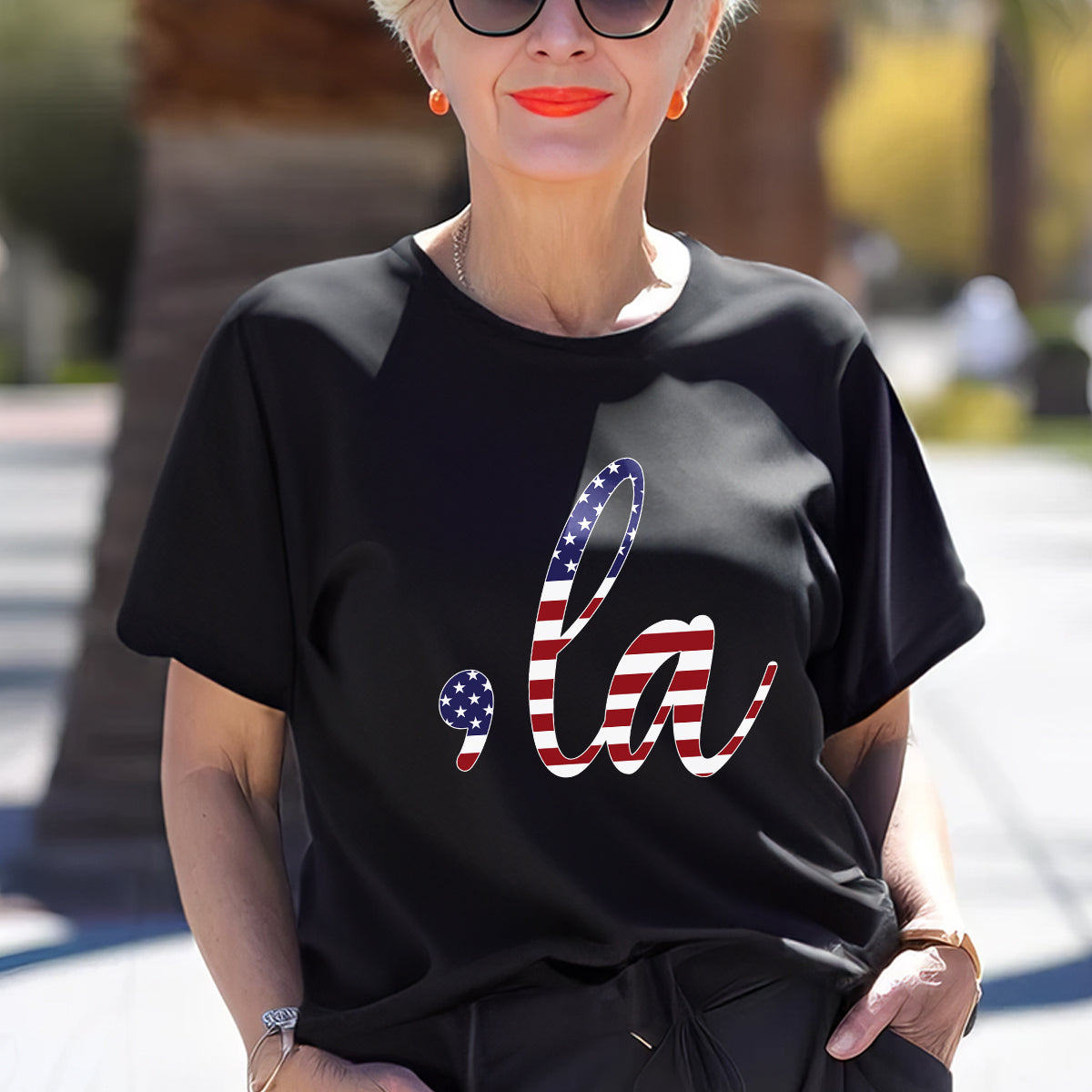 Teesdily | American Flag 2024 Comma La Shirt, Wonder Woman Sweatshirt Hoodie Mug, For The People T-shirt, First Female Power Tee, Patriot Day Gifts