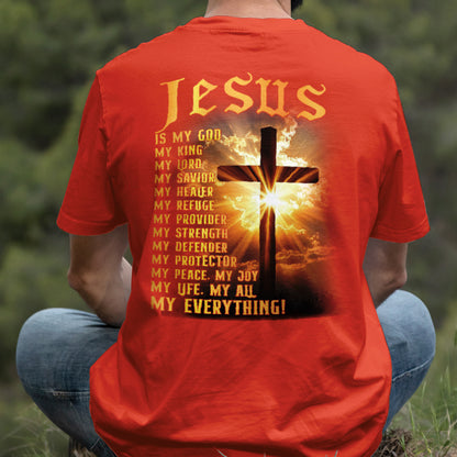 Teesdily | Jesus Is My God Shirt, Jesus My Everything Sweatshirt , Jesus Christian Cross Light Hoodie Mug, Religious Faith Gift