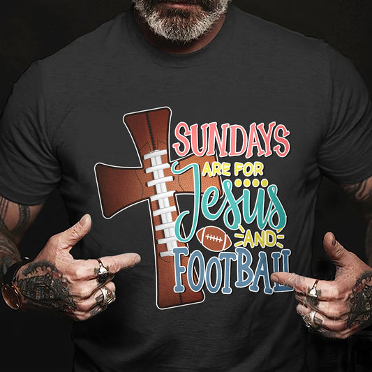 Teesdily | Christian Sundays Are For Jesus And Football Shirt, Jesus Cross Football Sweatshirt, Halftime Show Hoodie Mug Sport Gift