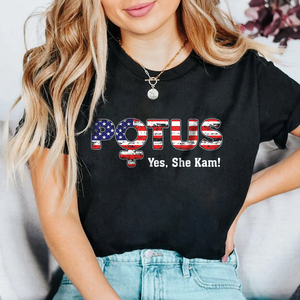 Teesdily | Potus Shirt, Lotus For Potus Sweatshirt Hoodie Mug, Potus Yes She Kam Tee, Comma La T-shirt, Women's Leadership, Patriot Gift