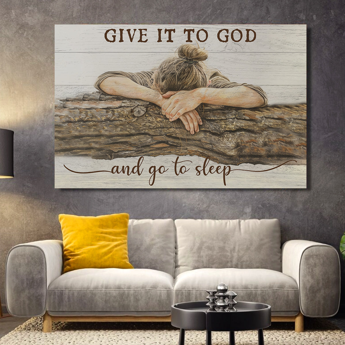 Teesdily | Give It To God And Go To Sleep Poster, Jesus Quote Funny Poster Canvas, Vintage Home Wall Decor, Christian Girl Gifts Poster Canvas