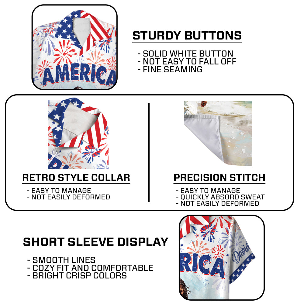 Teesdily | Customized Jesus America Beach Hawaiian Shirt, Happy 4th Of July Hawaii Set, Independence Day Gift, US Flag Pride Aloha Set Summer For Men