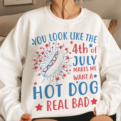 Teesdily | Hotdog Funny Independence Day Shirt, You Look Like The 4th Of July Sweatshirt Hoodie Mug, Retro Vintage America