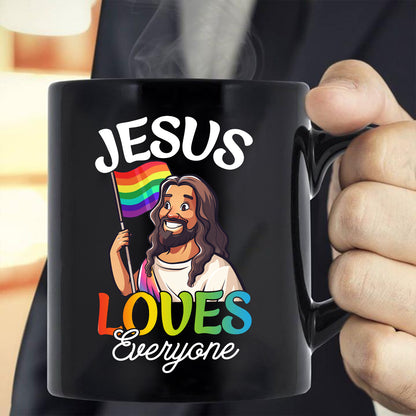 Teesdily | Jesus Loves Everyone Shirt, LGBT Jesus T-shirt, Rainbow Pride Sweatshirt, Gay Pride Month Hoodie, Funny Pride Mug, Jesus Lovers Gift